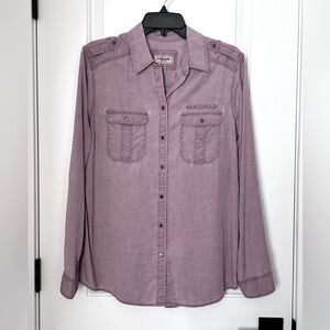 Express Boyfriend Button Up Dusty Pink